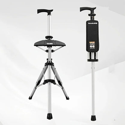2-in-1 Folding Stool Cane | Walking Stick with Seat for Elderly | Portable Mobility Aid for Seniors