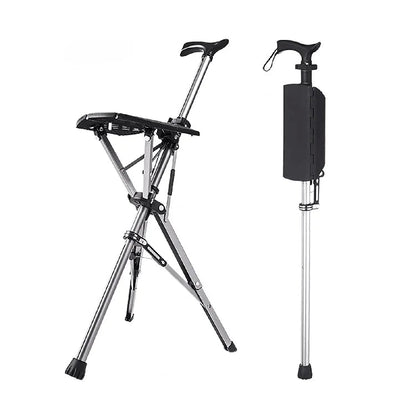 2-in-1 Folding Stool Cane | Walking Stick with Seat for Elderly | Portable Mobility Aid for Seniors